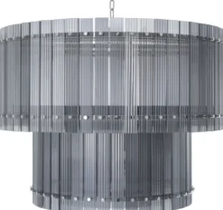 Casa Padrino Luxus Kronleuchter Grau / Silber Ø 93 x H. 70 cm - Runder Hotel & Restaurant Kronleuchter - Luxus Qualität