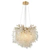 Casa Padrino Luxus Kronleuchter Gold Ø 40 x H. 30 cm - Kristall Lüster mit Zweigen und Glasblättern