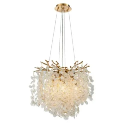 Casa Padrino Luxus Kronleuchter Silber / Grau Ø 61,8 x H. 44,5 cm - Runder Metall Kronleuchter mit Lampenschirmen - Wohnzimmer Kronleuchter - Luxus Leuchten - Luxus Möbel - Luxus Interior