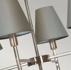 Casa Padrino Luxus Kronleuchter Silber / Grau Ø 61,8 x H. 44,5 cm - Runder Metall Kronleuchter mit Lampenschirmen - Wohnzimmer Kronleuchter - Luxus Leuchten - Luxus Möbel - Luxus Interior