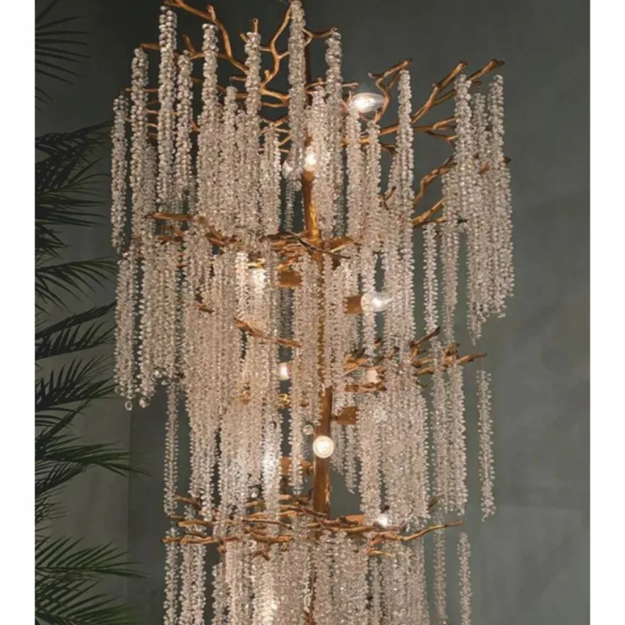 Casa Padrino Luxus Kronleuchter Gold Ø 60 x H. 200 cm - Wohnzimmer Kronleuchter