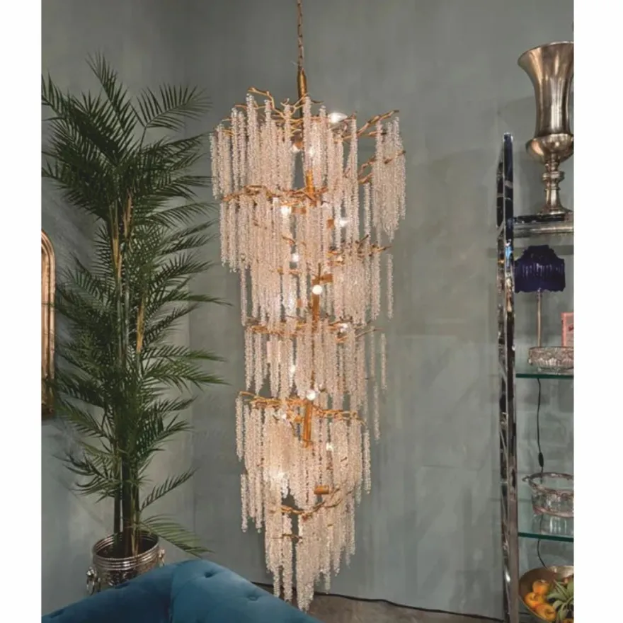Casa Padrino Luxus Kronleuchter Gold Ø 60 x H. 200 cm - Wohnzimmer Kronleuchter