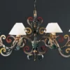 Casa Padrino Luxus Kronleuchter Mehrfarbig B. 120 x H. 70 cm - Handgefertigter Kronleuchter aus Schmiedeeisen - Luxus Kollektion - Edel & Prunkvoll