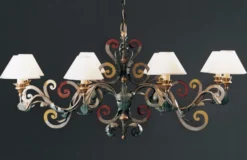 Casa Padrino Luxus Kronleuchter Mehrfarbig B. 120 x H. 70 cm - Handgefertigter Kronleuchter aus Schmiedeeisen - Luxus Kollektion - Edel & Prunkvoll