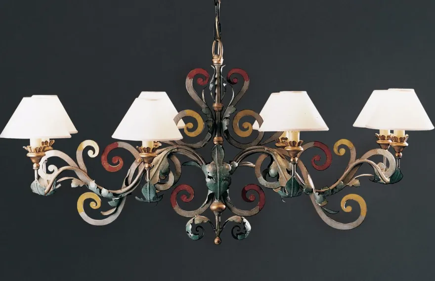 Casa Padrino Luxus Kronleuchter Mehrfarbig B. 120 x H. 70 cm - Handgefertigter Kronleuchter aus Schmiedeeisen - Luxus Kollektion - Edel & Prunkvoll