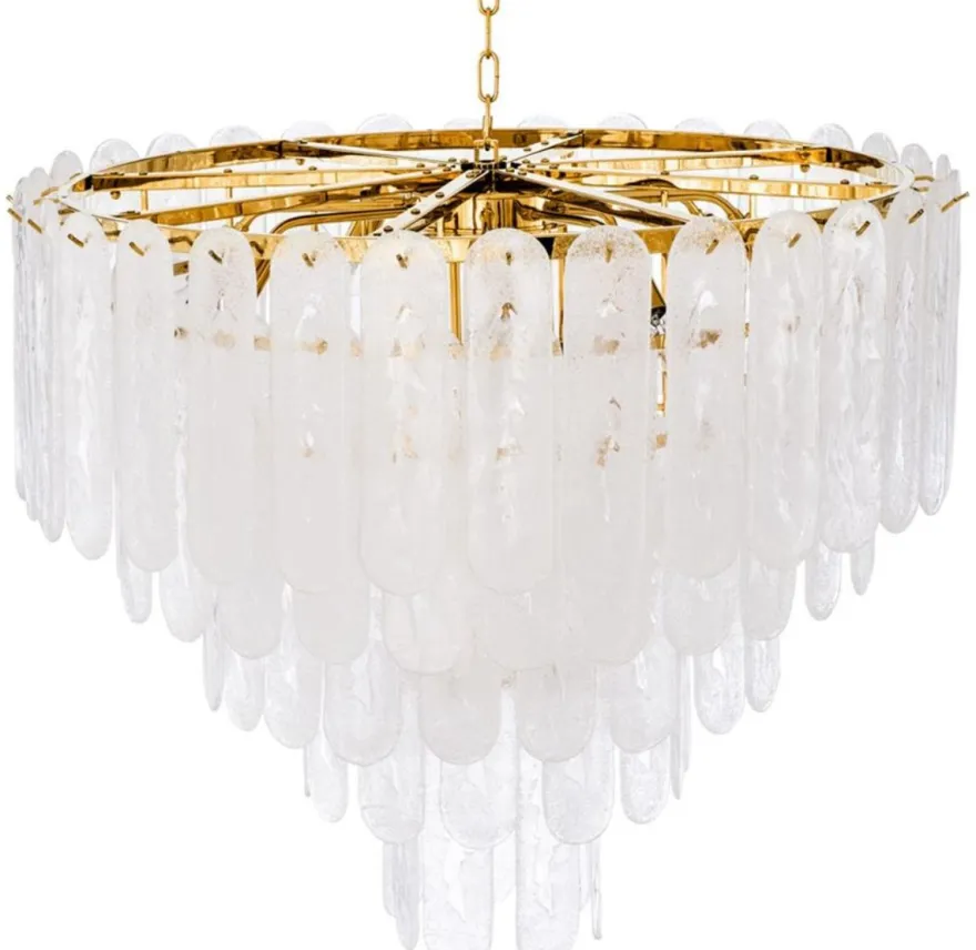 Casa Padrino Luxus Kronleuchter Gold Ø 85 x H. 73 cm - Hotel & Restaurant Kronleuchter mit Mattglas