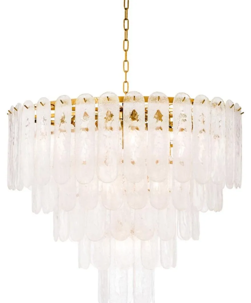 Casa Padrino Luxus Kronleuchter Gold Ø 85 x H. 73 cm - Hotel & Restaurant Kronleuchter mit Mattglas