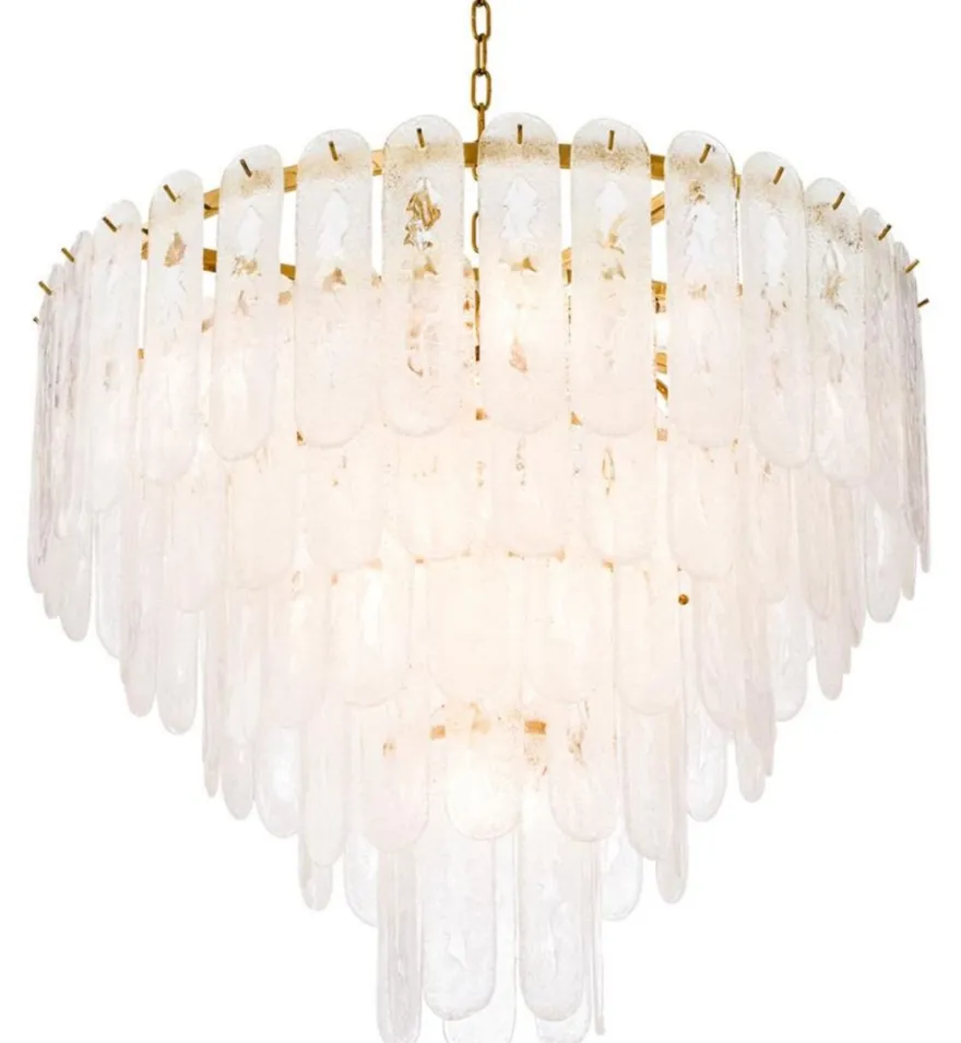 Casa Padrino Luxus Kronleuchter Gold Ø 85 x H. 73 cm - Hotel & Restaurant Kronleuchter mit Mattglas
