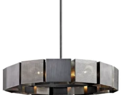 Casa Padrino Luxus Kronleuchter Graphit / Silber Ø 92,1 x H. 18,4 cm - Luxus Kollektion