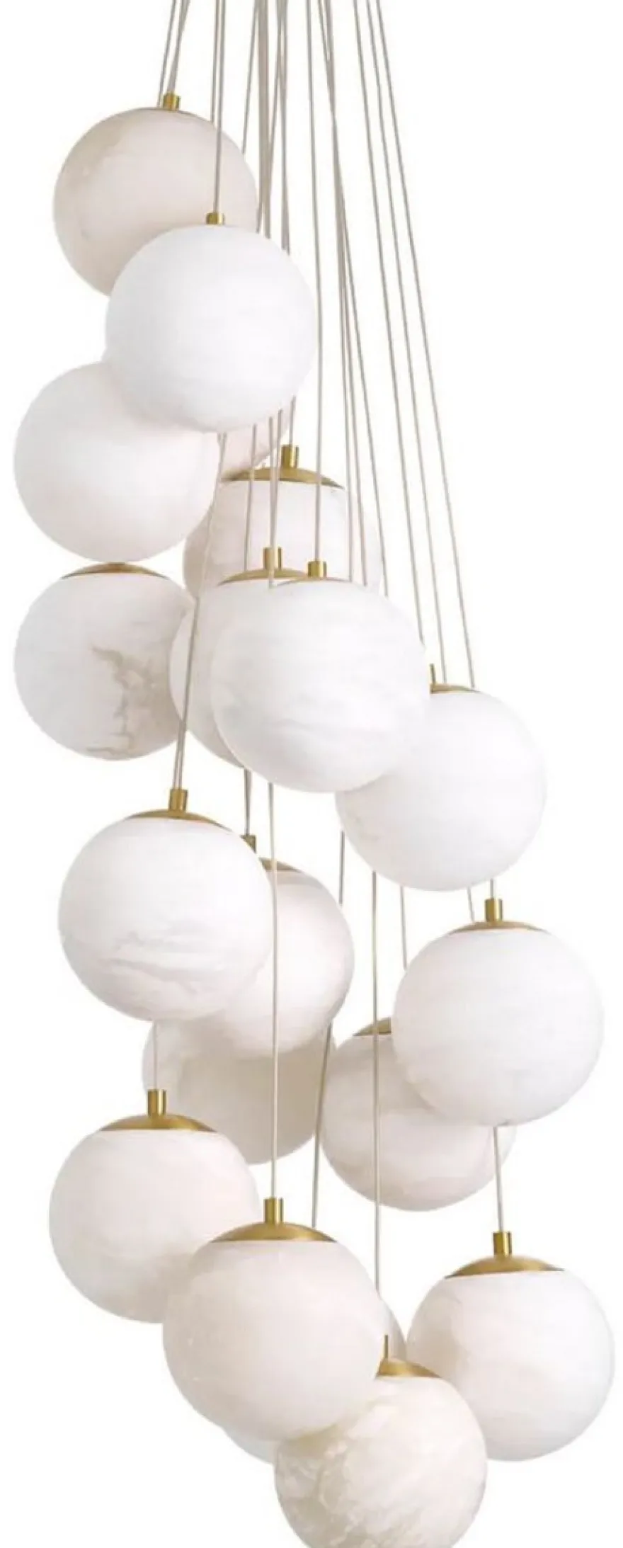 Casa Padrino Luxus Kronleuchter Alabaster / Antik Messing Ø 75 x H. 170 cm - Wohnzimmer Kronleuchter mit Alabaster Lampenschirmen - Luxus Qualität