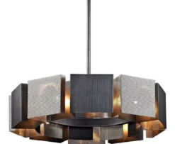 Casa Padrino Luxus Kronleuchter Graphit / Silber Ø 69,9 x H. 18,4 cm - Luxus Kollektion