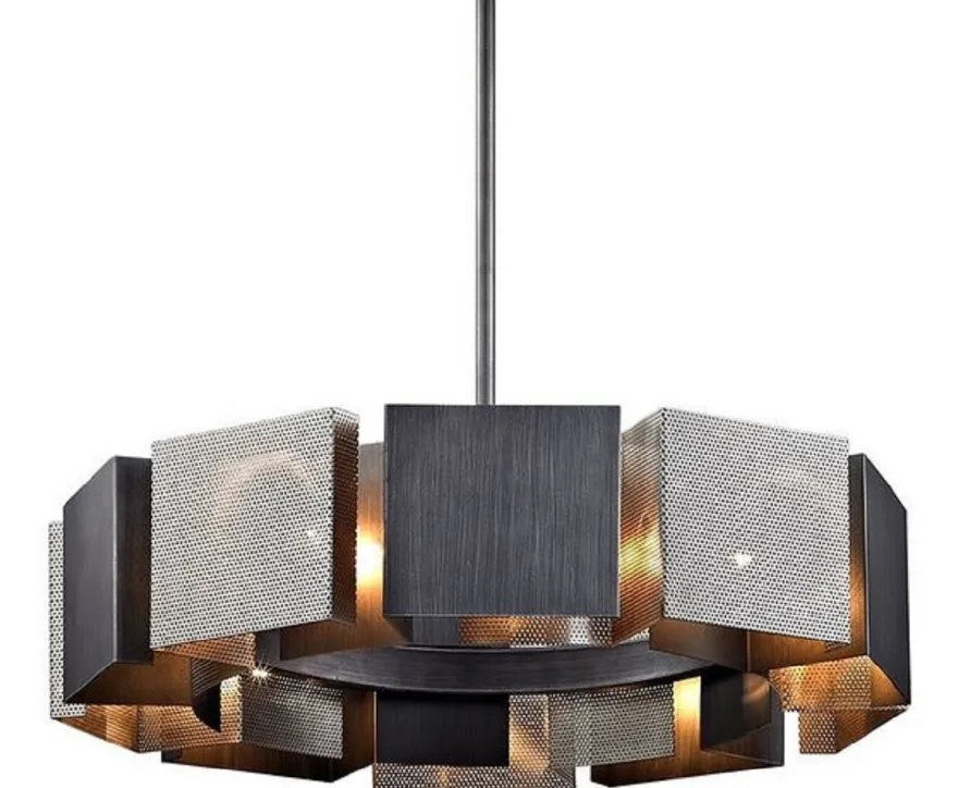 Casa Padrino Luxus Kronleuchter Graphit / Silber Ø 69,9 x H. 18,4 cm - Luxus Kollektion