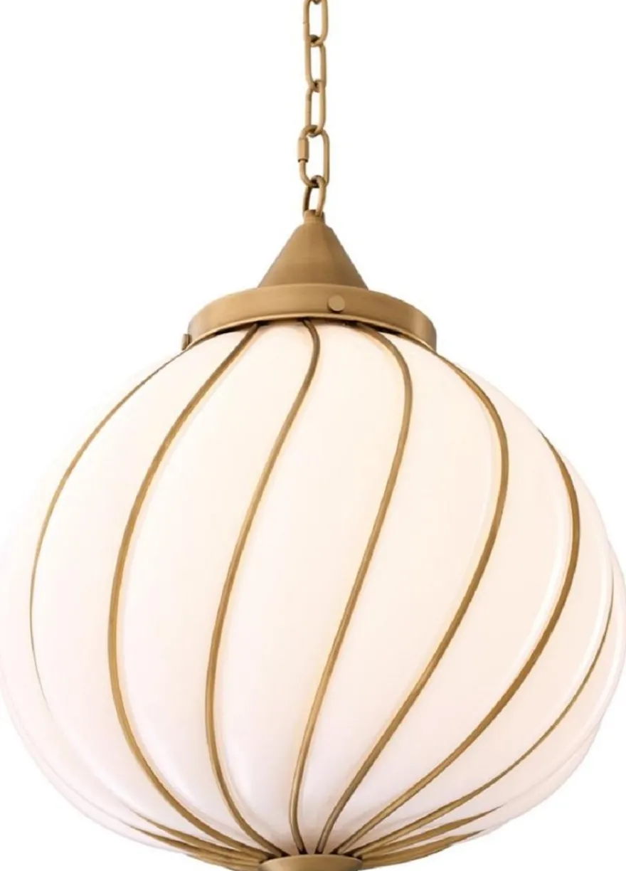 Casa Padrino Luxus Kronleuchter Antik Messingfarben / Weiß Ø 43 x H. 50 cm - Luxus Kollektion