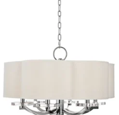 Casa Padrino Luxus Kronleuchter in Kleeblatt Form Silber / Cremefarben Ø 66 x H. 39,4 cm - Luxus Qualität
