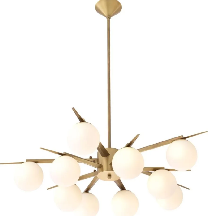 Casa Padrino Luxus Kronleuchter Antik Messingfarben / Weiß Ø 90 x H. 20 cm - Luxus Möbel
