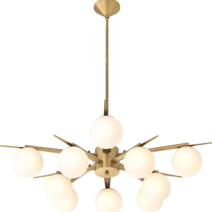 Casa Padrino Luxus Kronleuchter Antik Messingfarben / Weiß Ø 90 x H. 20 cm - Luxus Möbel