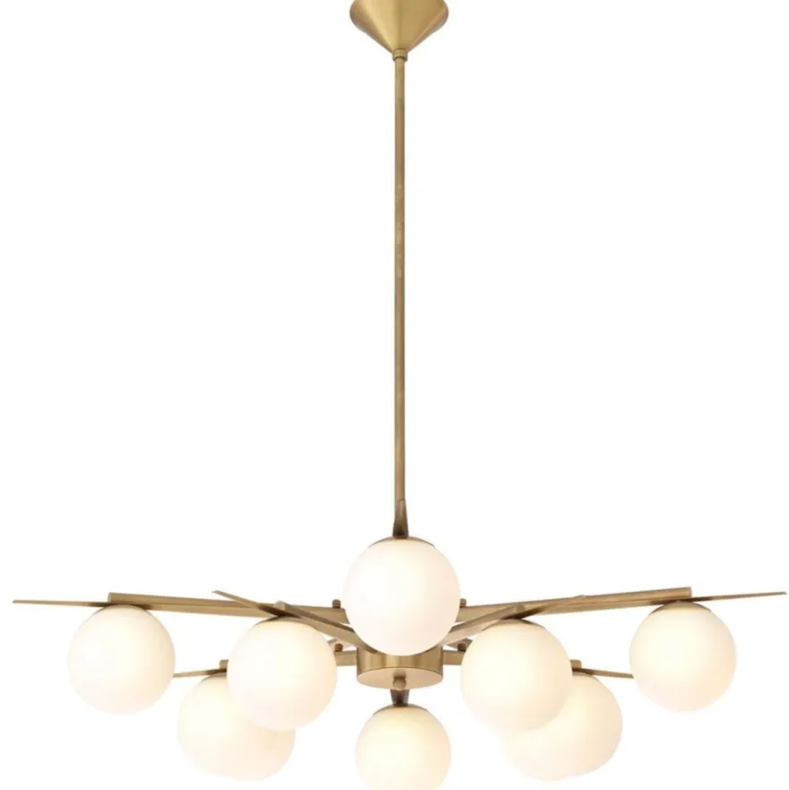 Casa Padrino Luxus Kronleuchter Antik Messingfarben / Weiß Ø 90 x H. 20 cm - Luxus Möbel