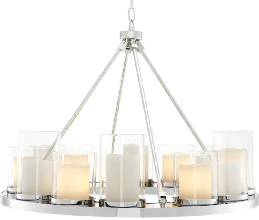 Casa Padrino Luxus Kronleuchter in silber 90 x H. 65 cm - Hotel Restaurant Kollektion