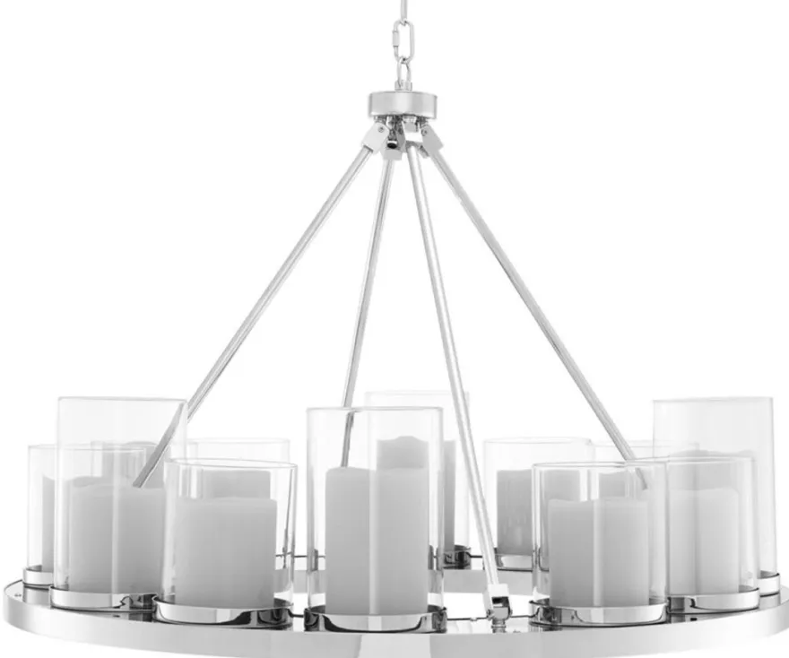 Casa Padrino Luxus Kronleuchter in silber 90 x H. 65 cm - Hotel Restaurant Kollektion