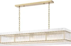 Casa Padrino Luxus Kronleuchter Antik Messingfarben 140,5 x 39 x H. 27 cm - Rechteckiger Hotel & Restaurant Kronleuchter - Luxus Kollektion