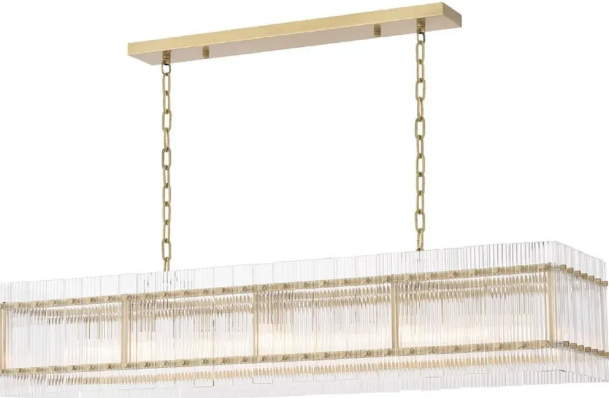 Casa Padrino Luxus Kronleuchter Antik Messingfarben 140,5 x 39 x H. 27 cm - Rechteckiger Hotel & Restaurant Kronleuchter - Luxus Kollektion