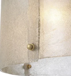 Casa Padrino Luxus Kronleuchter Antik Messingfarben Ø 68 x H. 28,5 cm - Runder Metall Kronleuchter mit Lampenschirm aus mundgeblasenem Glas - Luxus Qualität