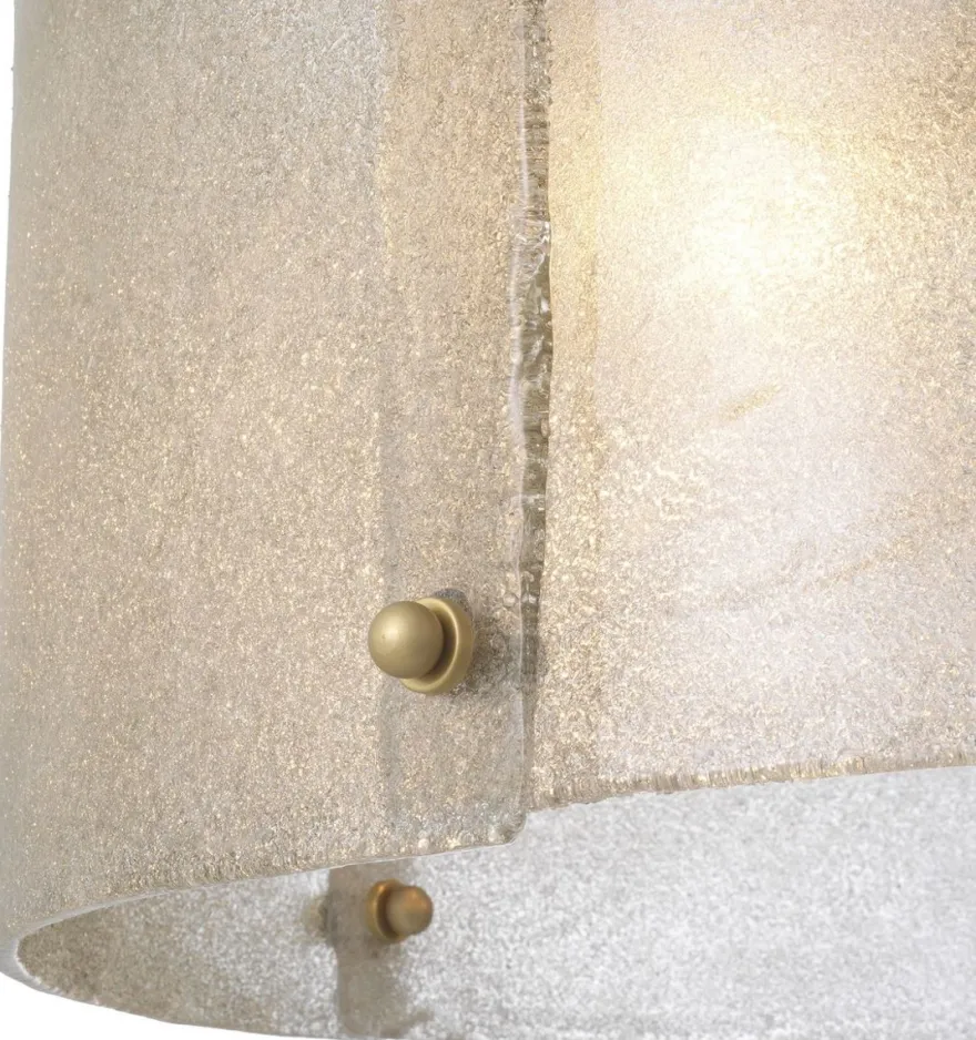 Casa Padrino Luxus Kronleuchter Antik Messingfarben Ø 68 x H. 28,5 cm - Runder Metall Kronleuchter mit Lampenschirm aus mundgeblasenem Glas - Luxus Qualität