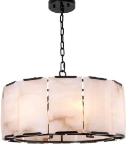 Casa Padrino Luxus Kronleuchter Bronze / Alabaster Ø 62 x H. 36 cm - Runder Wohnzimmer Kronleuchter - Luxus Leuchten - Luxus Qualität