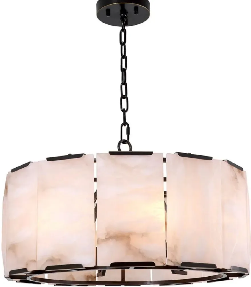 Casa Padrino Luxus Kronleuchter Bronze / Alabaster Ø 62 x H. 36 cm - Runder Wohnzimmer Kronleuchter - Luxus Leuchten - Luxus Qualität
