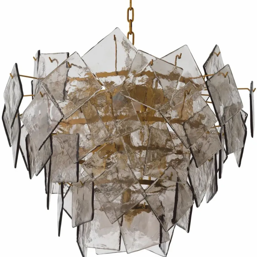 Casa Padrino Luxus Kronleuchter Antik Messing / Grau Ø 80 cm - Luxus Qualität