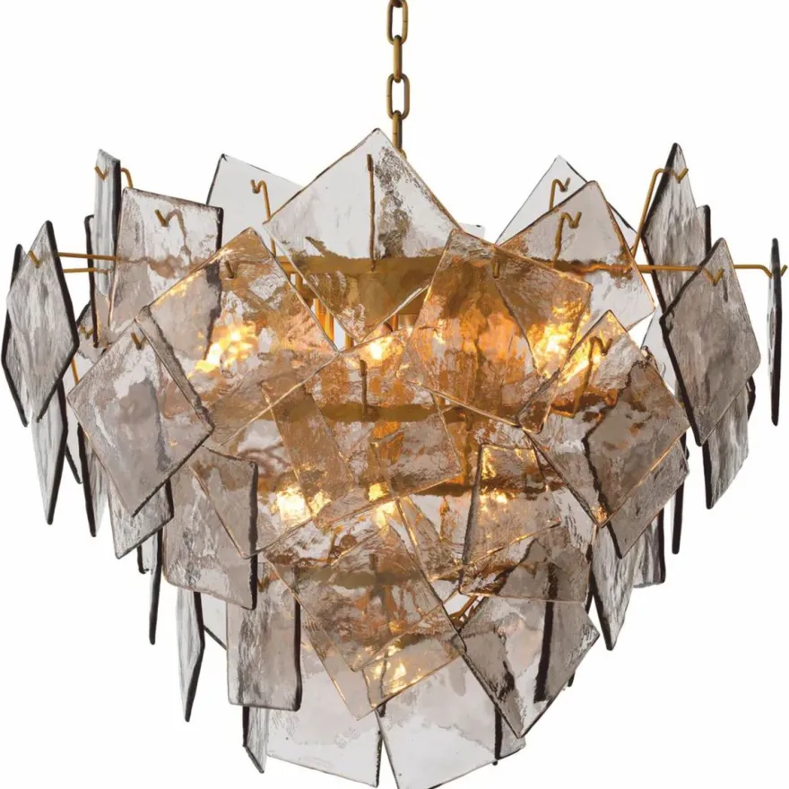 Casa Padrino Luxus Kronleuchter Antik Messing / Grau Ø 80 cm - Luxus Qualität