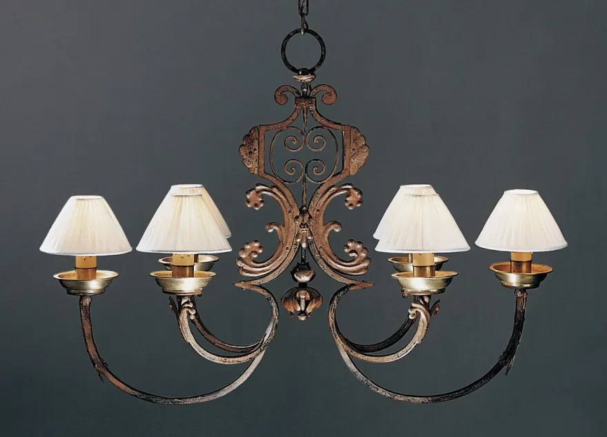 Casa Padrino Luxus Kronleuchter Rostbraun B. 120 x H. 80 cm - Handgefertigter Kronleuchter aus Schmiedeeisen - Luxus Kollektion - Edel & Prunkvoll