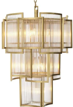 Casa Padrino Luxus Kronleuchter Antik Messingfarben Ø 58 x H. 84 cm - Moderner Hotel & Restaurant Kronleuchter - Luxus Qualität