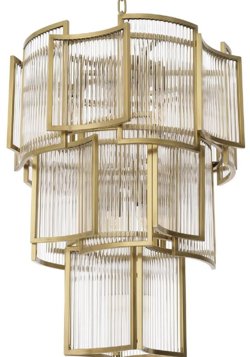 Casa Padrino Luxus Kronleuchter Antik Messingfarben Ø 58 x H. 84 cm - Moderner Hotel & Restaurant Kronleuchter - Luxus Qualität