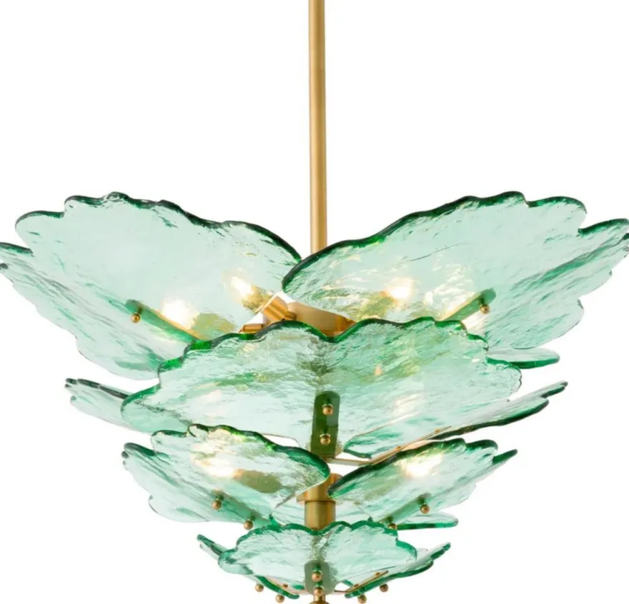 Casa Padrino Luxus Kronleuchter Grün / Antik Messing Ø 83 cm