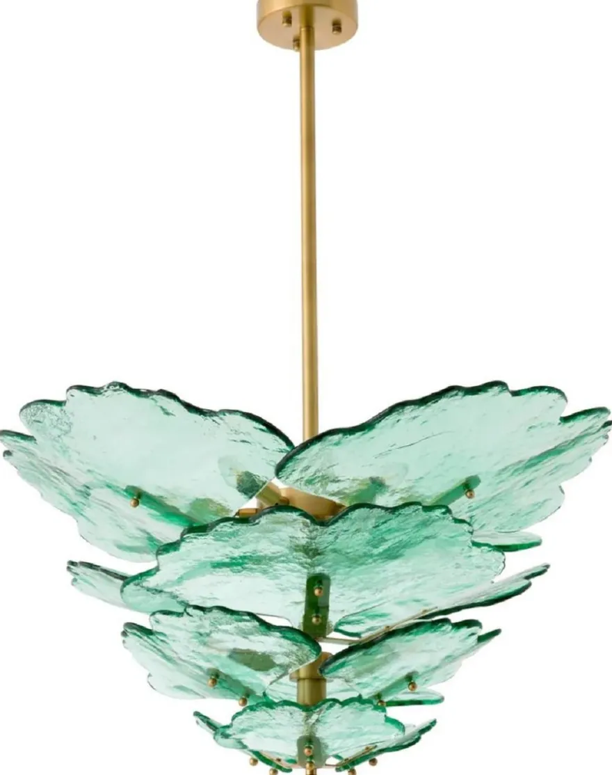 Casa Padrino Luxus Kronleuchter Grün / Antik Messing Ø 83 cm