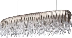 Casa Padrino Luxus Kronleuchter Silber 120 x 35 x H. 26 cm - Metall Kronleuchter mit Swarovski Kristallglas - Luxus Qualität - Made in Italy