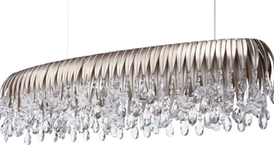 Casa Padrino Luxus Kronleuchter Silber 120 x 35 x H. 26 cm - Metall Kronleuchter mit Swarovski Kristallglas - Luxus Qualität - Made in Italy