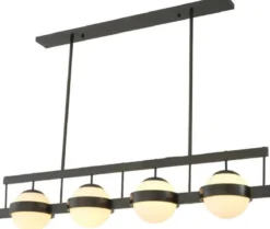Casa Padrino Luxus Kronleuchter Bronzefarben / Weiß 140 x 22 x H. 30 cm - Moderner Metall Kronleuchter mit runden Glas Lampenschirmen - Luxus Kollektion