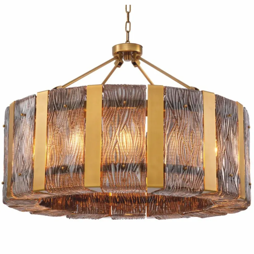 Casa Padrino Luxus Kronleuchter Antik Messing / Grau Ø 91 cm - Luxus Qualität