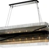 Casa Padrino Luxus Kronleuchter Silber / Schwarz / Dunkelbronze 126,4 x 31,8 x H. 44,5 cm - Wohnzimmer Kronleuchter - Luxus Qualität