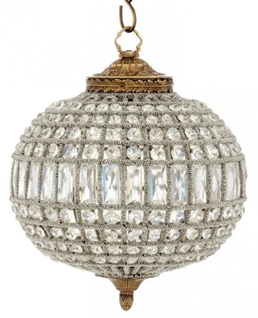 Casa Padrino Luxus Kronleuchter - Antik Messing Hängeleuchte - Ø 38 x H 45 cm