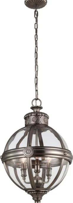 Casa Padrino Luxus Kronleuchter Antik Silber Ø 37,1 x H. 54,9 cm - Runder Kronleuchter im Viktorianischen Stil - Hotel & Restaurant Kronleuchter