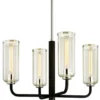 Casa Padrino Luxus Kronleuchter Schwarz / Silber 73 x 73 x H. 45,7 cm - Kronleuchter mit Glas Lampenschirmen