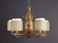 Casa Padrino Luxus Kronleuchter Antikgold Ø 120 x H. 80 cm - Handgefertigter Kronleuchter aus Edelstahl mit Blattwerk - Luxus Kollektion - Edel & Prunkvoll