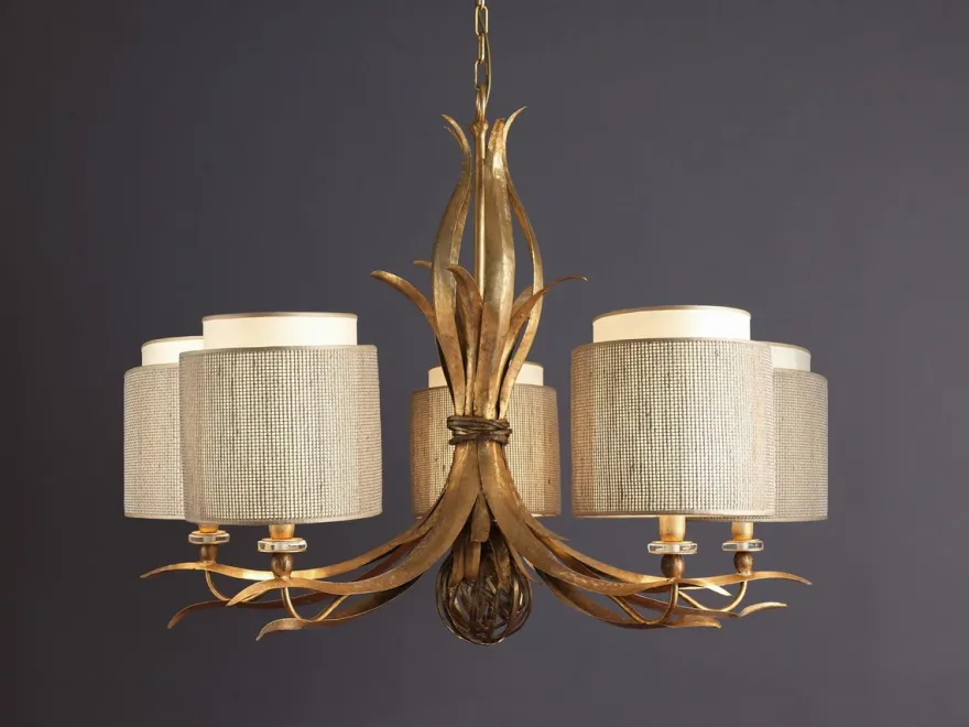 Casa Padrino Luxus Kronleuchter Antikgold Ø 120 x H. 80 cm - Handgefertigter Kronleuchter aus Edelstahl mit Blattwerk - Luxus Kollektion - Edel & Prunkvoll