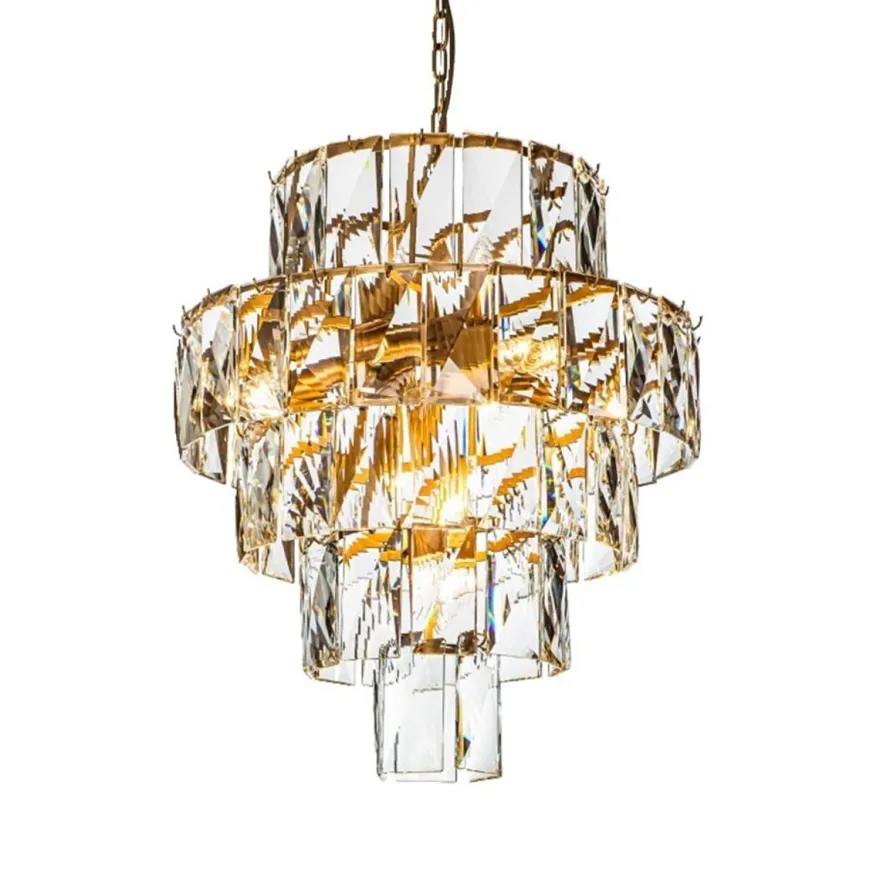 Casa Padrino Luxus Kronleuchter Gold Ø 60 x H. 65 cm - Vierstufiger Kristall Lüster