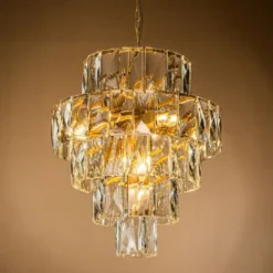 Casa Padrino Luxus Kronleuchter Gold Ø 60 x H. 65 cm - Vierstufiger Kristall Lüster