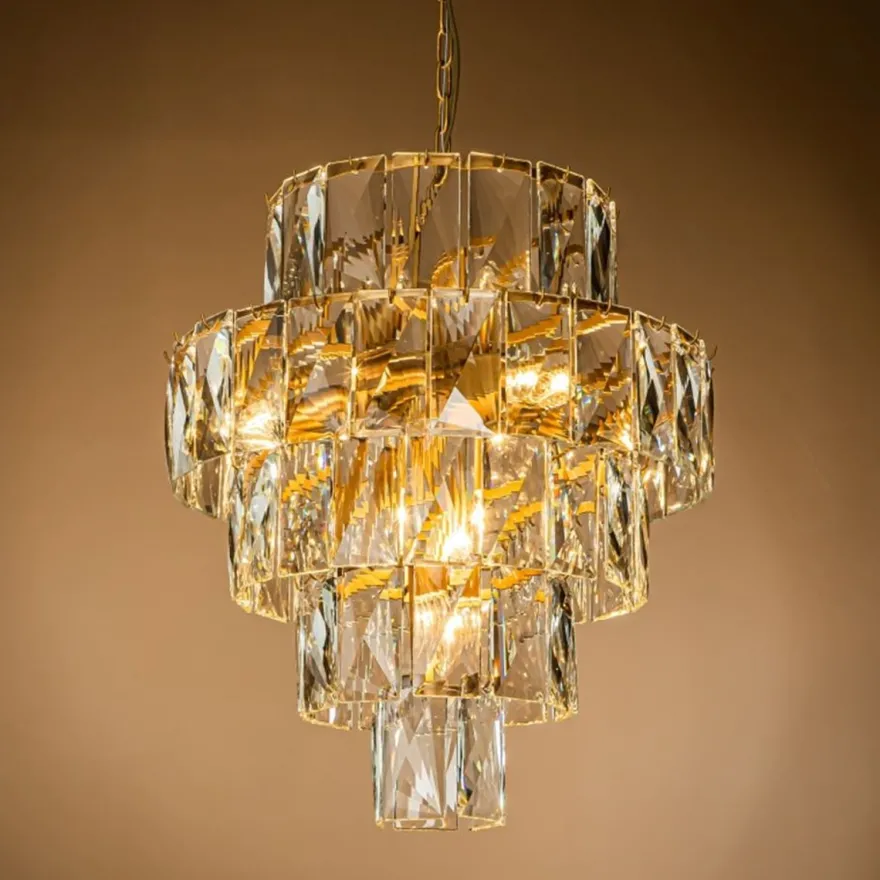 Casa Padrino Luxus Kronleuchter Gold Ø 60 x H. 65 cm - Vierstufiger Kristall Lüster