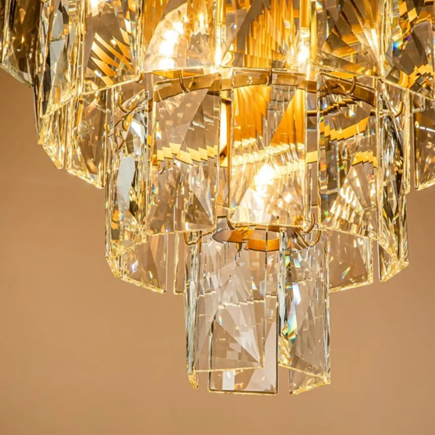 Casa Padrino Luxus Kronleuchter Gold Ø 60 x H. 65 cm - Vierstufiger Kristall Lüster